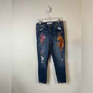 Torrid Distress Tiger and Floral Painted Jeans